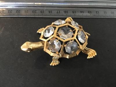Vintage Crystal Turtle Brooch