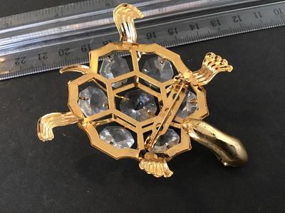 Vintage Crystal Turtle Brooch