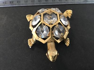 Vintage Crystal Turtle Brooch