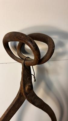 ANTIQUE ICE BLOCK, GRABBER, AND ANTIQUE MEAT HOOK