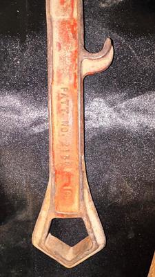 HYDRANT WRENCH, VERY OLD HAMMER AND PICK AXE