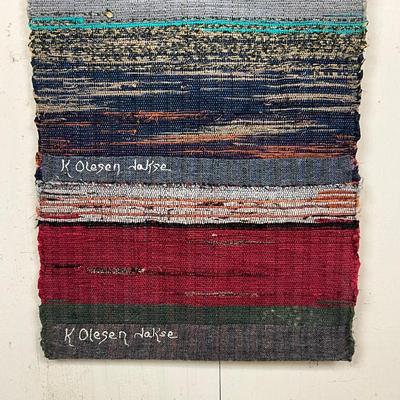 675 Signed Scandinavian Modern Handwoven Fiber Art Wall Hanging K. Olesen Dalse