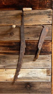 ANTIQUE BEET KNIFE AND HAY KNIFE/SAW