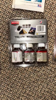 GUN STOCK FINISH KIT, BARREL CLEANING RODS, ANTI CORROSION GUN STORAGE BAGS,GUN SOLVENT, OIL, AND PATCHES FOR CLEANING