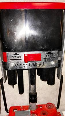 LEE SHOT GUN SHELL RELOADING MACHINE, LARGE WAX BLOCK AND MORE