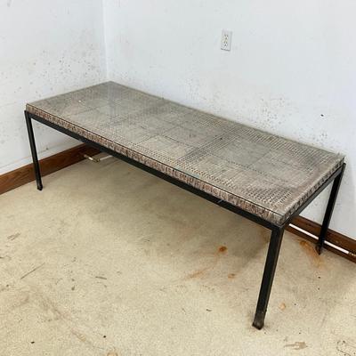 657 Mid Century Iron and Cane Dining Table By Danny Ho Fong