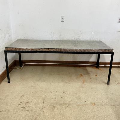 657 Mid Century Iron and Cane Dining Table By Danny Ho Fong