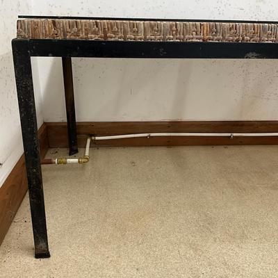 657 Mid Century Iron and Cane Dining Table By Danny Ho Fong