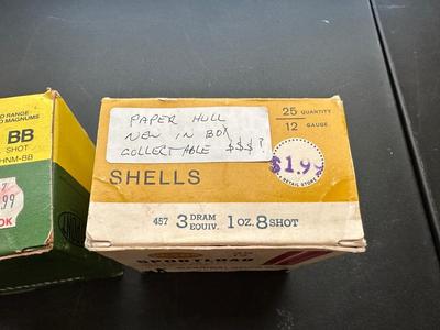 SEARS COLLECTIBLE PAPER HULL 12 GAUGE SHOTGUN AMMO AND 12 GAUGE REMINGTON NITRO MAGNUM AMMO