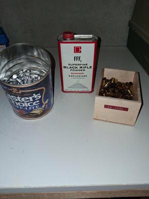 LEAD MOULD BULLETS BRASS SHELLS AND GUN POWDER