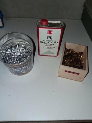 LEAD MOULD BULLETS BRASS SHELLS AND GUN POWDER