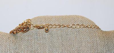 Unique Solid Gold Tone NECKLACE with Pins, Lock & Dice on 4 Different Style Chains and Lobster Clasp 20" L