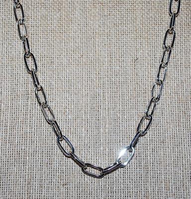 Classic Long-Link Silver Tone NECKLACE with Lobster Clasp 17" L
