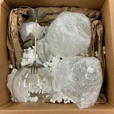 661 Set Of Three 12 Inch Rod Globe Ceiling Lights