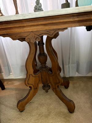Marble top Eastlake style lamp table