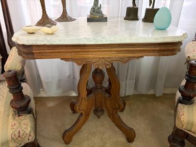 Marble top Eastlake style lamp table