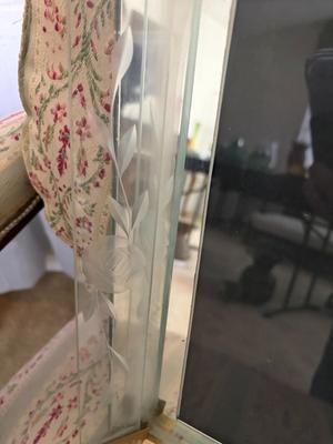 Vintage etched mirrored Venetian glass style picture frame