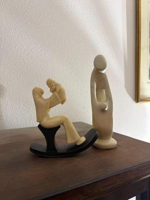 Bianchi G. Ruggeri Mother & Child Rocking Sculpture & Shona African Art Soap Sculpture