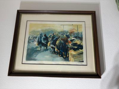 Market Scene Lithograph by Victor Viko