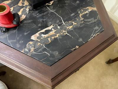 Antique 6-legged marble top lamp table