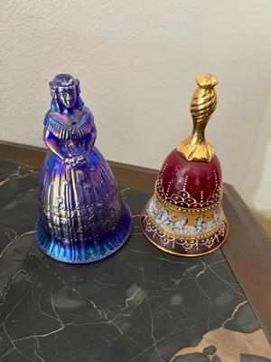 2 art glass bells