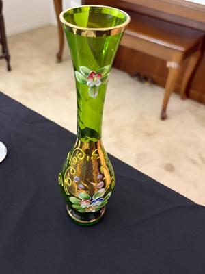 Bohemian hand painted vase