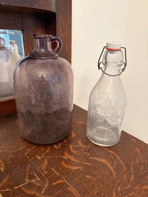 Thatcher's Dairy bottle & purple glass jug