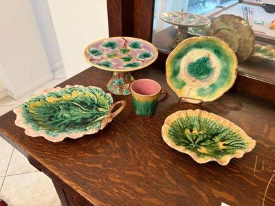 5 pieces Majolica Leaf Dishes