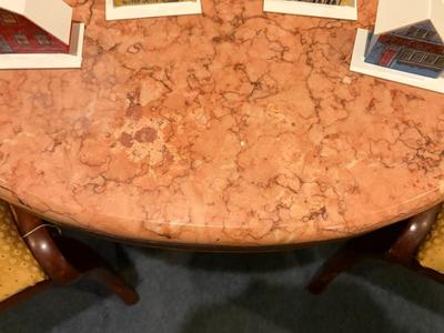 Marble top oval lamp table