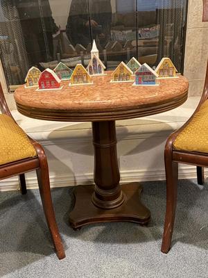 Marble top oval lamp table