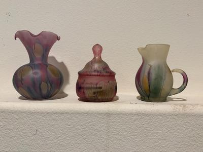 3 pieces Rueven art glass pieces