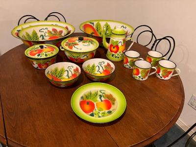 13 pieces Tomato enamelware