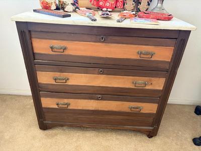 Marble top 3 drawer chest