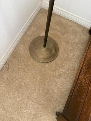 Vintage bird cage stand with bird cage