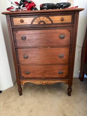 Antique 4 drawer walnut chest