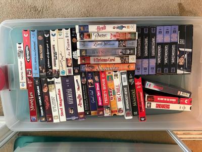 Tote of VHS tapes