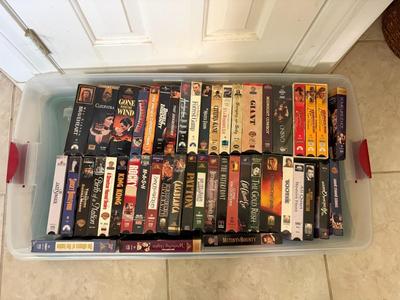 Tote of VHS tapes