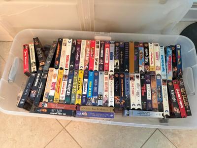 2 totes of VHS tapes