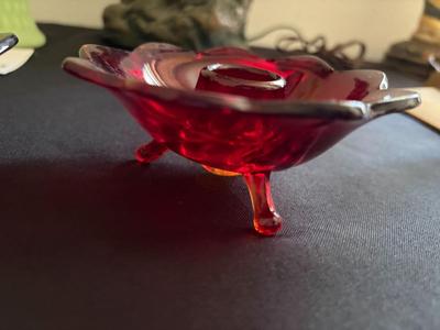 Pair of red candleholders