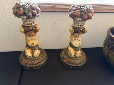 Pair of cherub candleholders