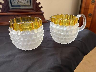 Hobbs glass sugar and creamer