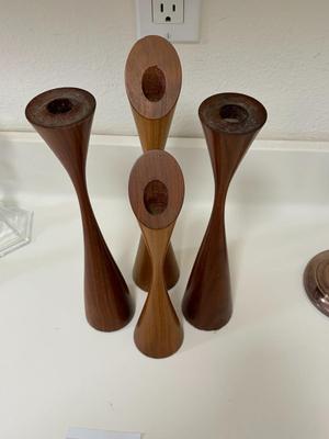 4 Mid Century candleholders
