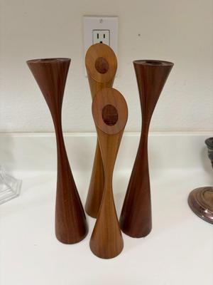 4 Mid Century candleholders