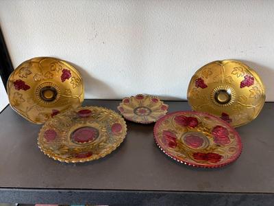 5 pieces Goofus glass