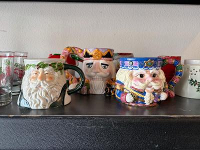 Shelf of Christmas decorations