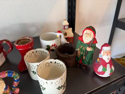 Shelf of Christmas decorations