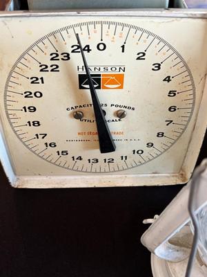 2 vintage scales and a lantern