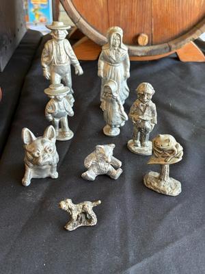 9 metal figurines