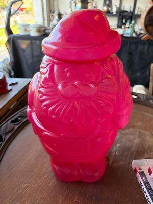 Red Santa Blow Mold Cookie Jar