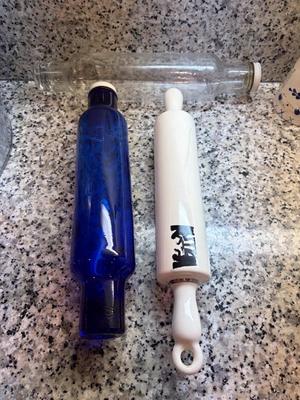 3 glass rolling pins